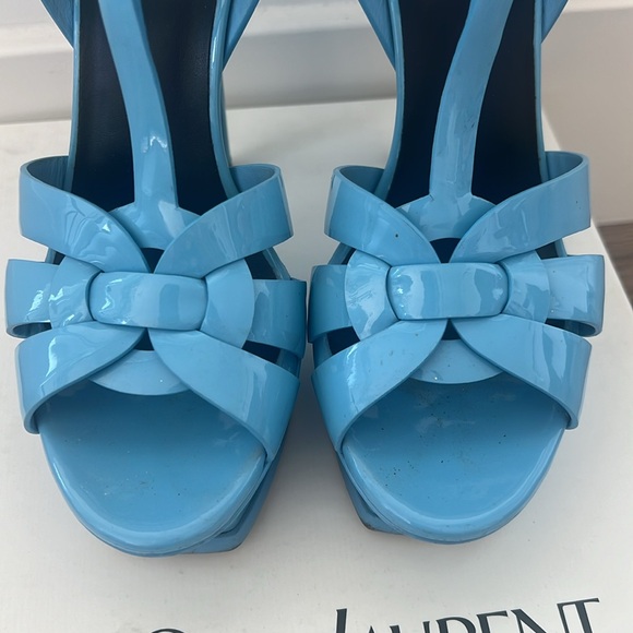 SAINT LAURENT YSL Tribute T-Strap Platform Patent Leather Sandals - Picture 2 of 7